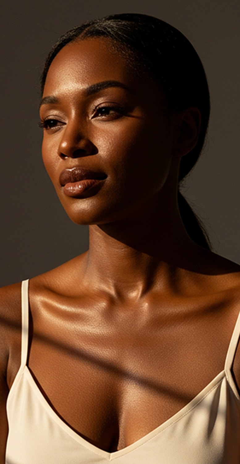 Rancho Santa Margarita Med Spa model in soft, natural light.